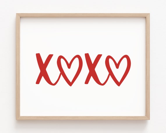 Xoxo Minimalist Valentine Art Print, Xo Typography