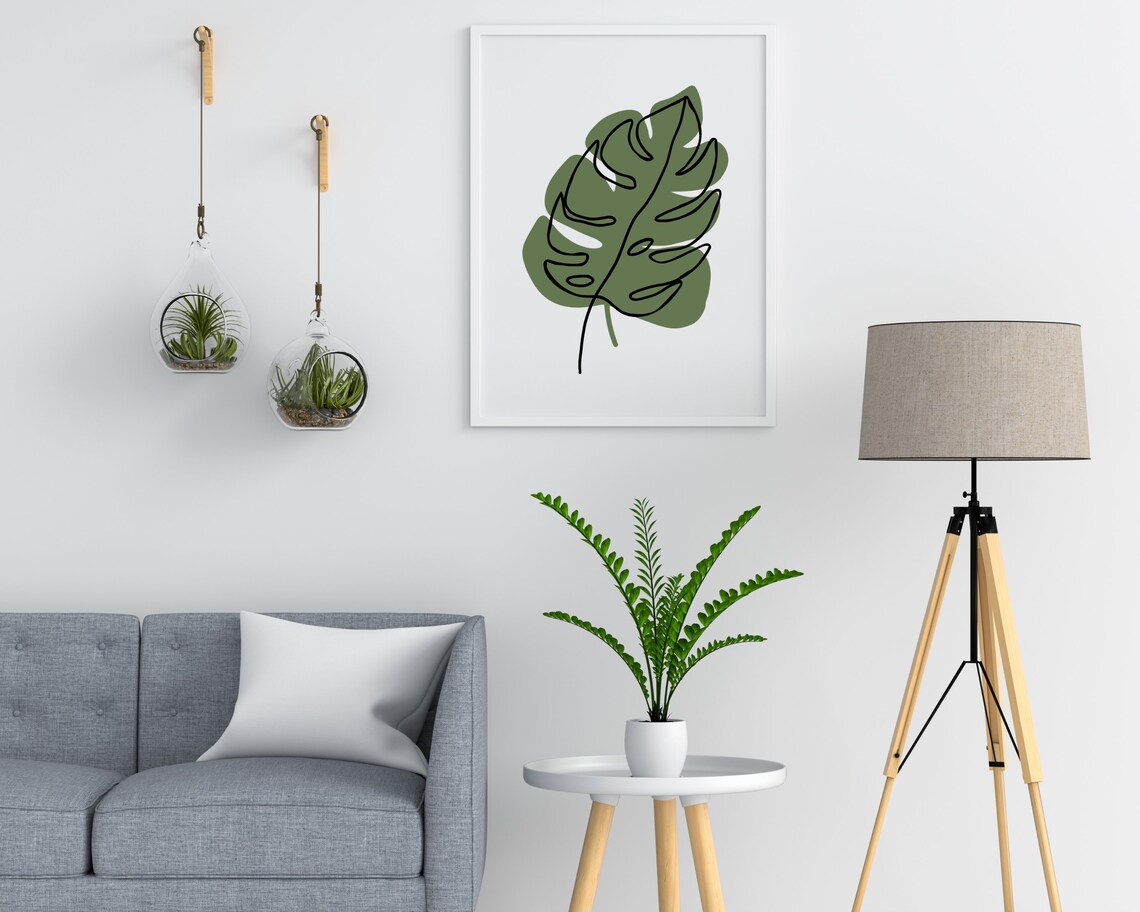 Monstera Leaf Print, Mid-Century Modern Botanical - Image 2