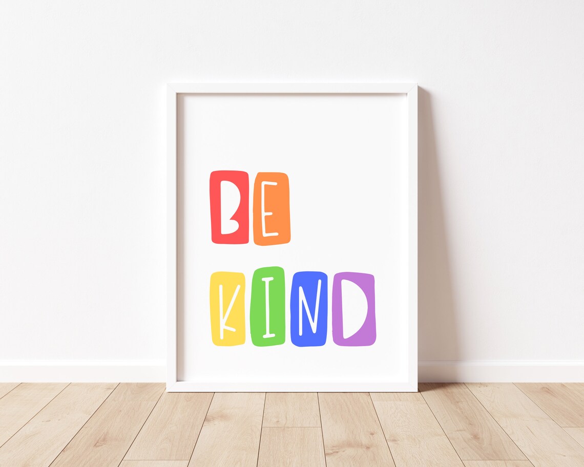 Be Kind Classroom Sign Rainbow Poster Print - Image 2