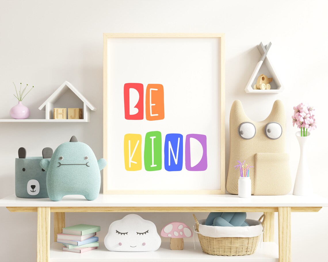 Be Kind Classroom Sign Rainbow Poster Print