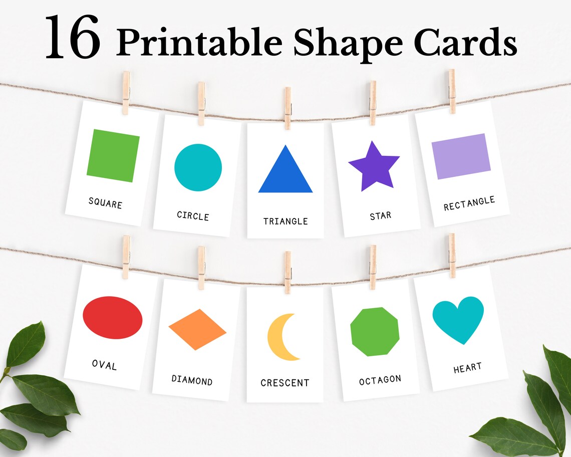 16 Shape Flash Cards, Preschool Montessori Print