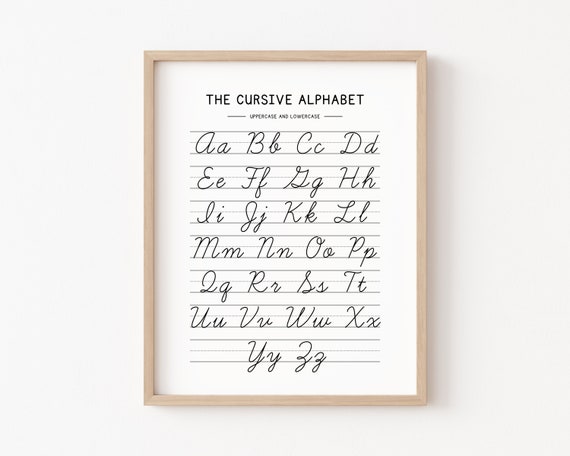 Cursive Handwriting Chart Alphabet Poster, Kids Learning
