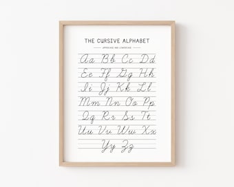 Cursive Handwriting Chart Alphabet Poster, Kids Learning