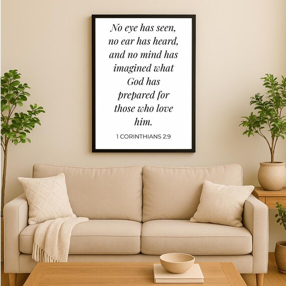 Christian Wall Decor No Eye Has Seen Bible Verse Print 1 Corinthians 29 Poster Faithbased Scripture Art