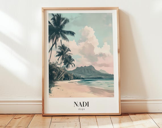 Nadi Travel Poster Fiji Wall Art Personalized Gift Birthday Wedding Anniversary Housewarming Present