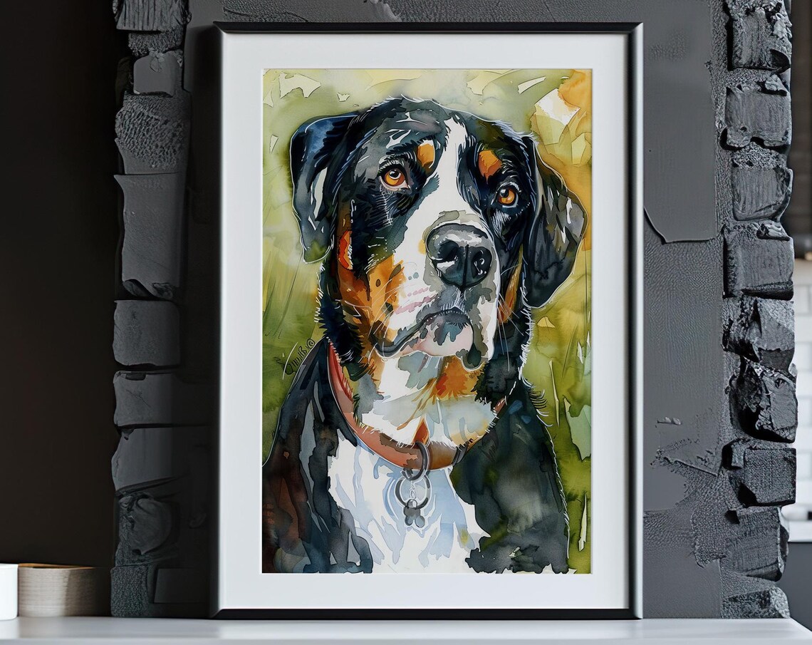 Greater Swiss Mountain Dog Watercolor Portrait Breed Art Poster - Image 5