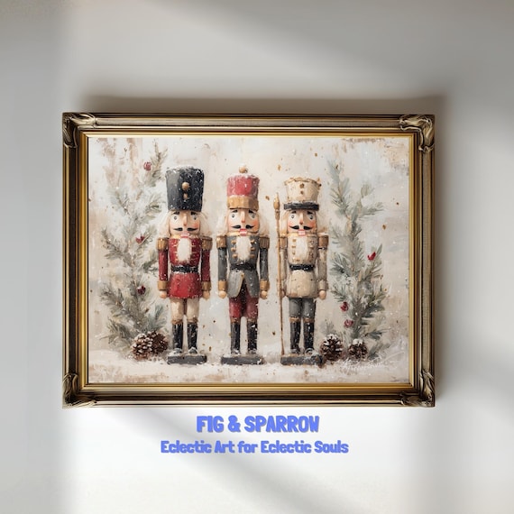 Nutcracker Trio Vintage Christmas Art Print