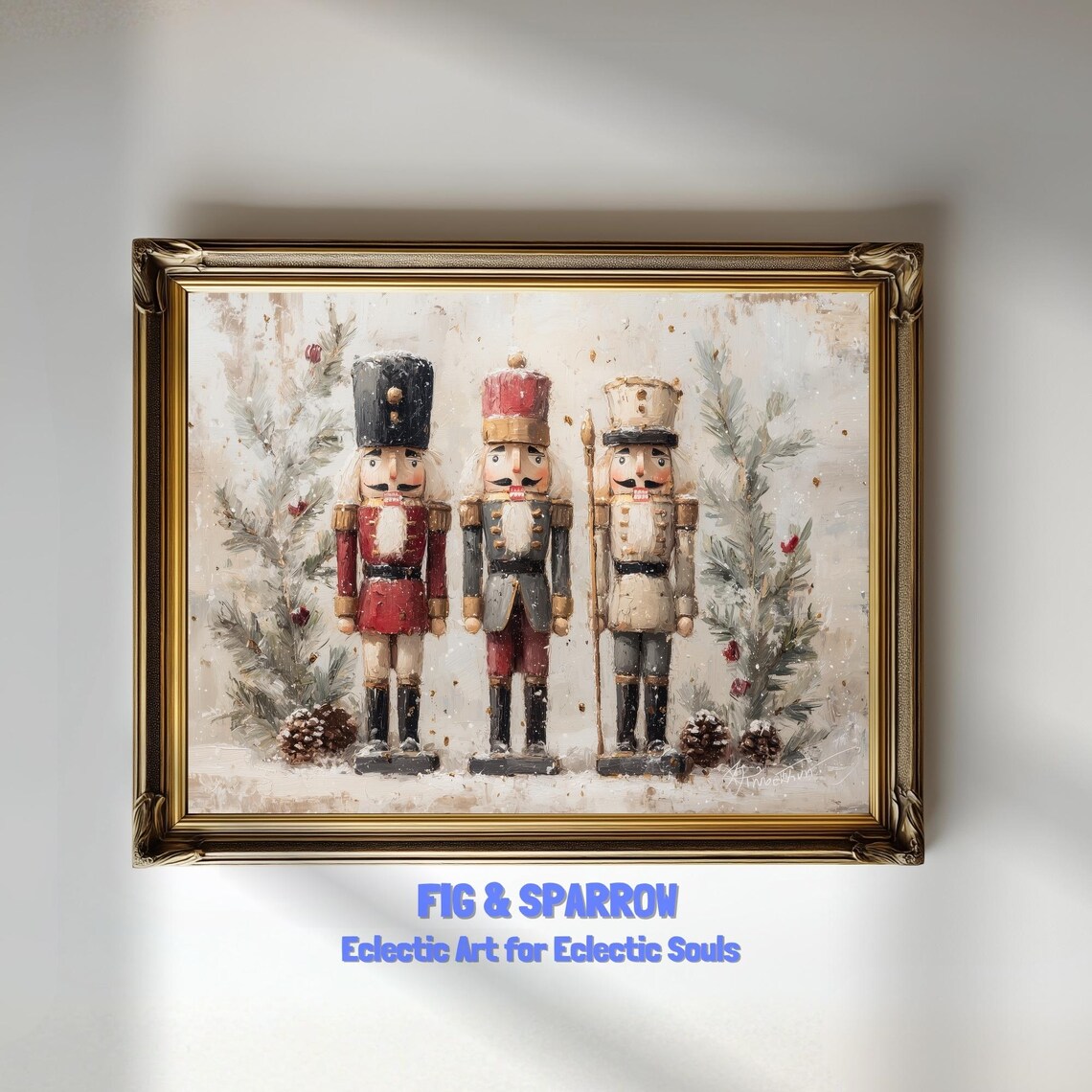 Nutcracker Trio Vintage Christmas Art Print