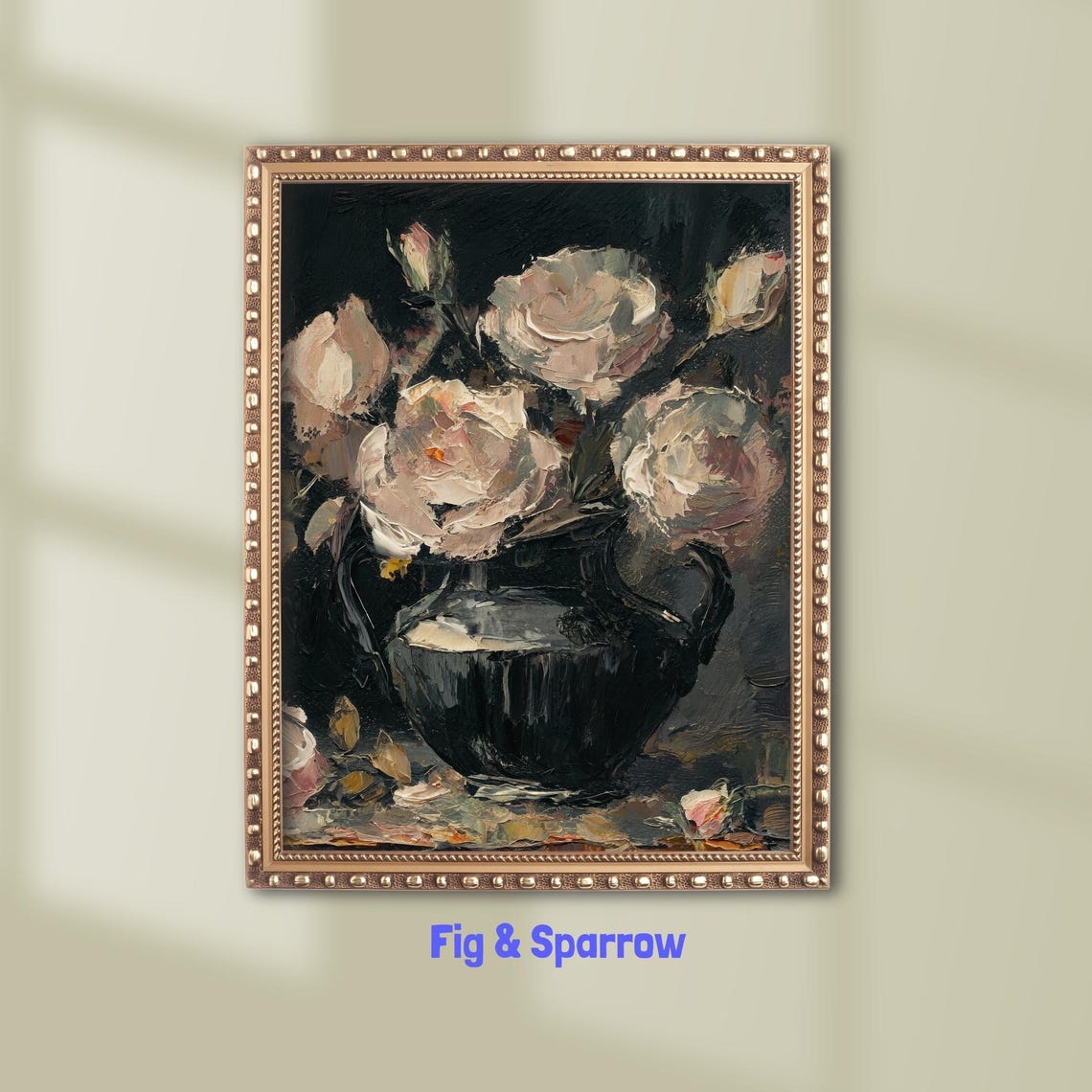 Moody Rose Still Life Art Print Vintage Dark Academia Decor