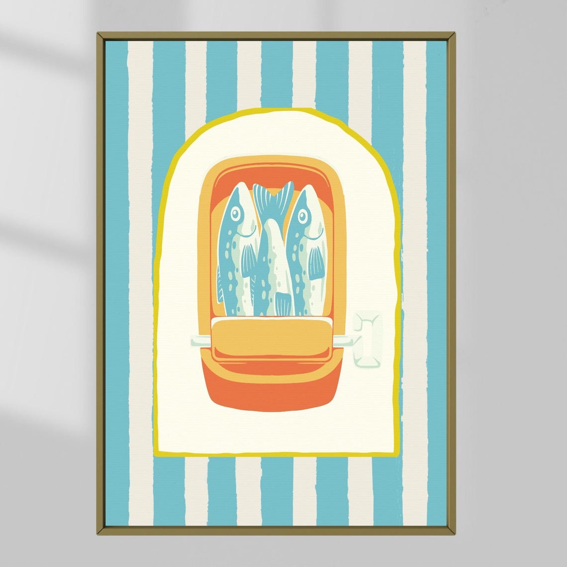 Retro Sardine Tin Can Illustration Coastal Kitchen Nautical Wall Art