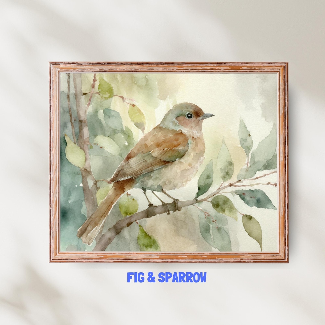 Watercolor Songbird, Rustic Farmhouse Art Print