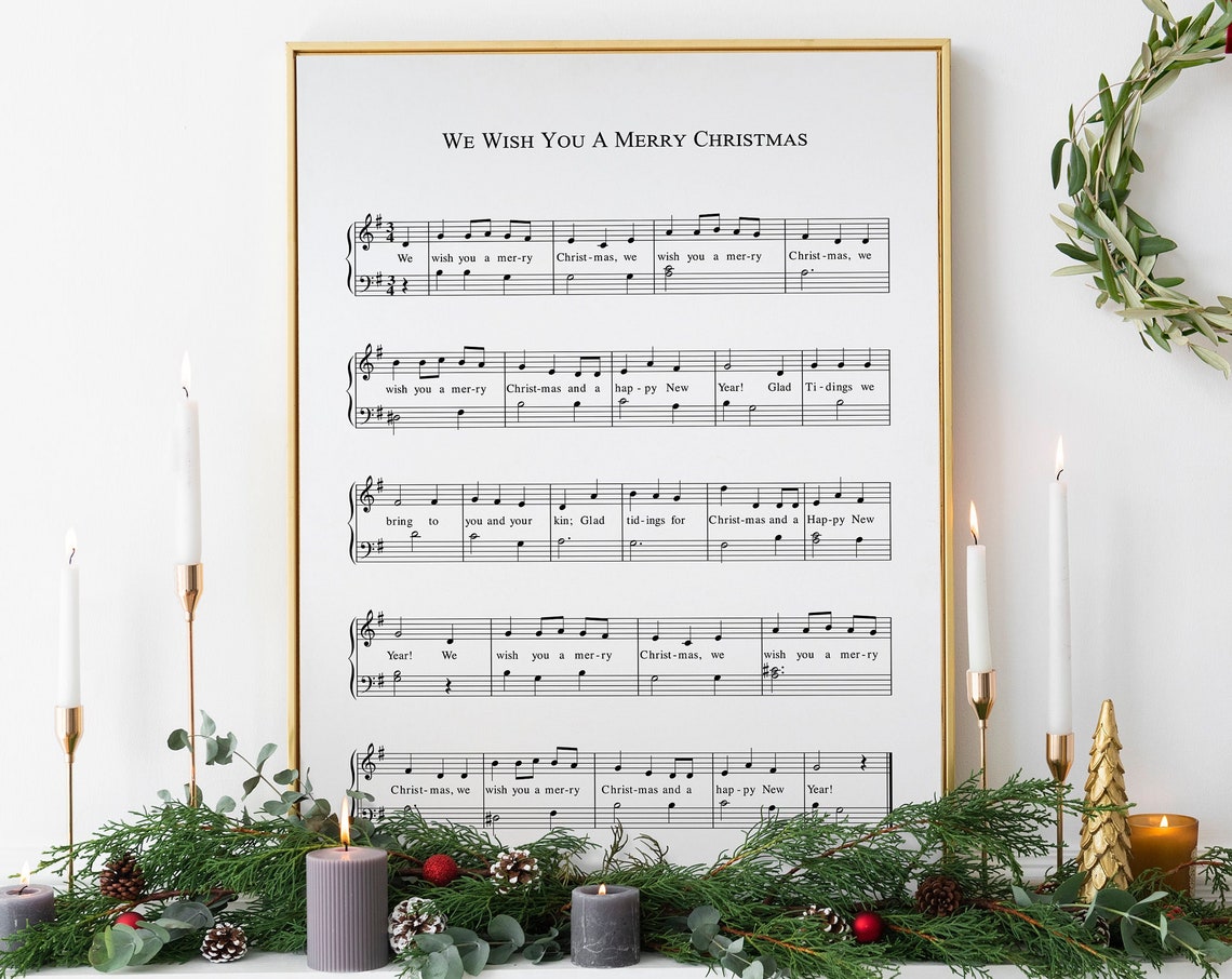 We Wish You A Merry Christmas Music Sheet Wall Art Carol Scores Sheet Music Christmas Print Church Hymn Scores Christmas Chords