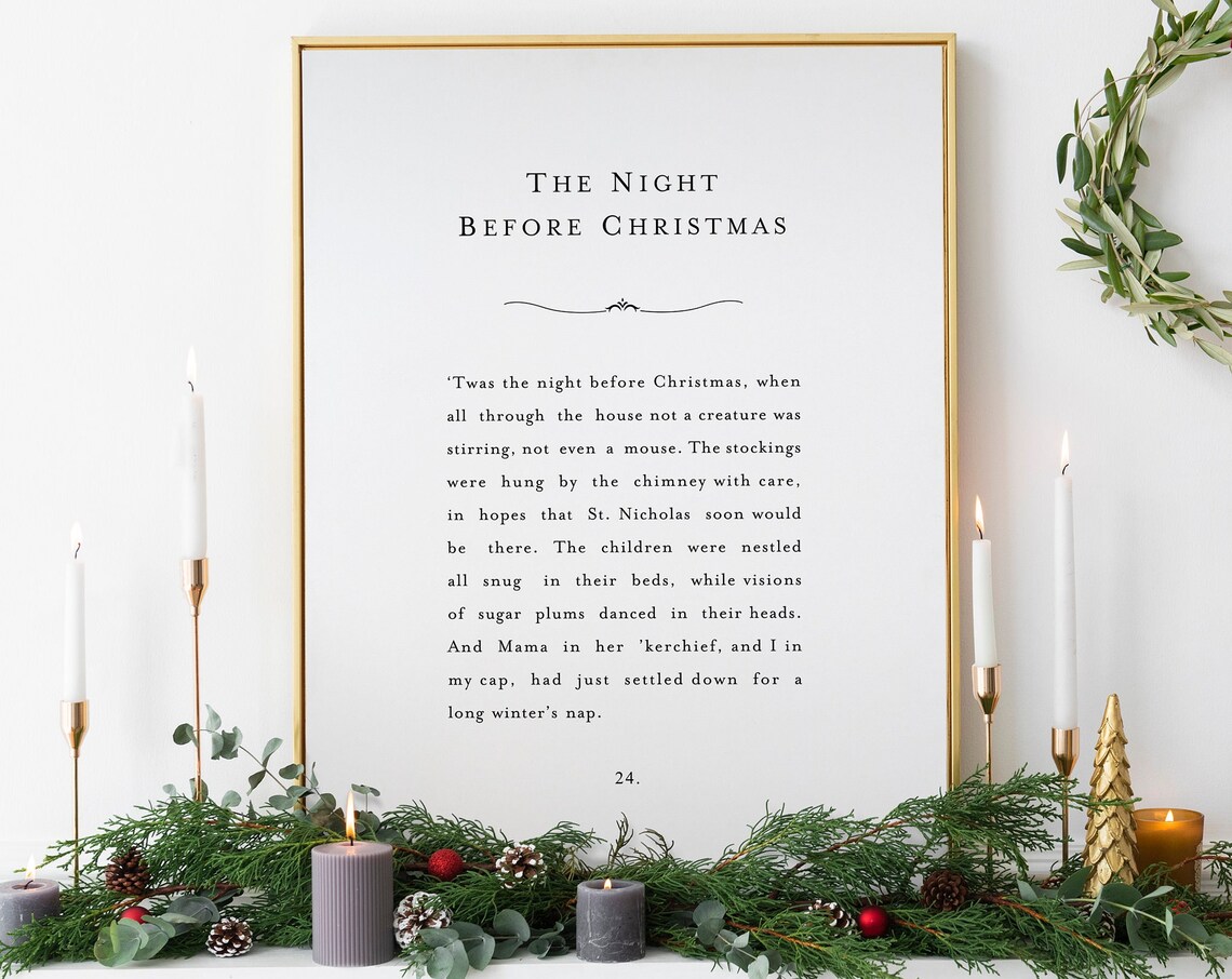 The Night Before Christmas Classic Poem Vintage Book Art Poster