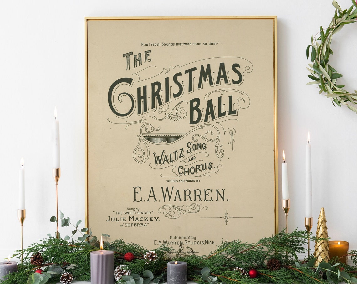 The Christmas Ball Wall Art Vintage Christmas Ball Print Christmas Poster Christmas Gallery Wall Holiday Wall Art Christmas Sign