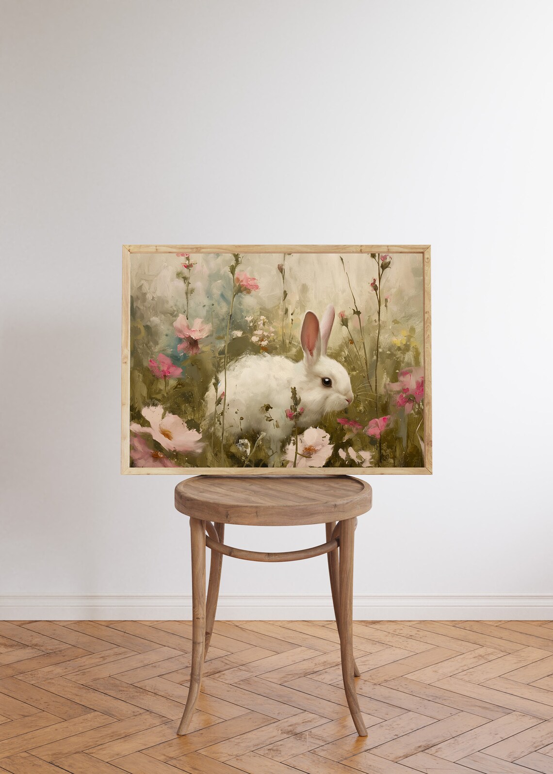 Bunnies in Wildflower Field, Vintage Spring Art Print - Image 5