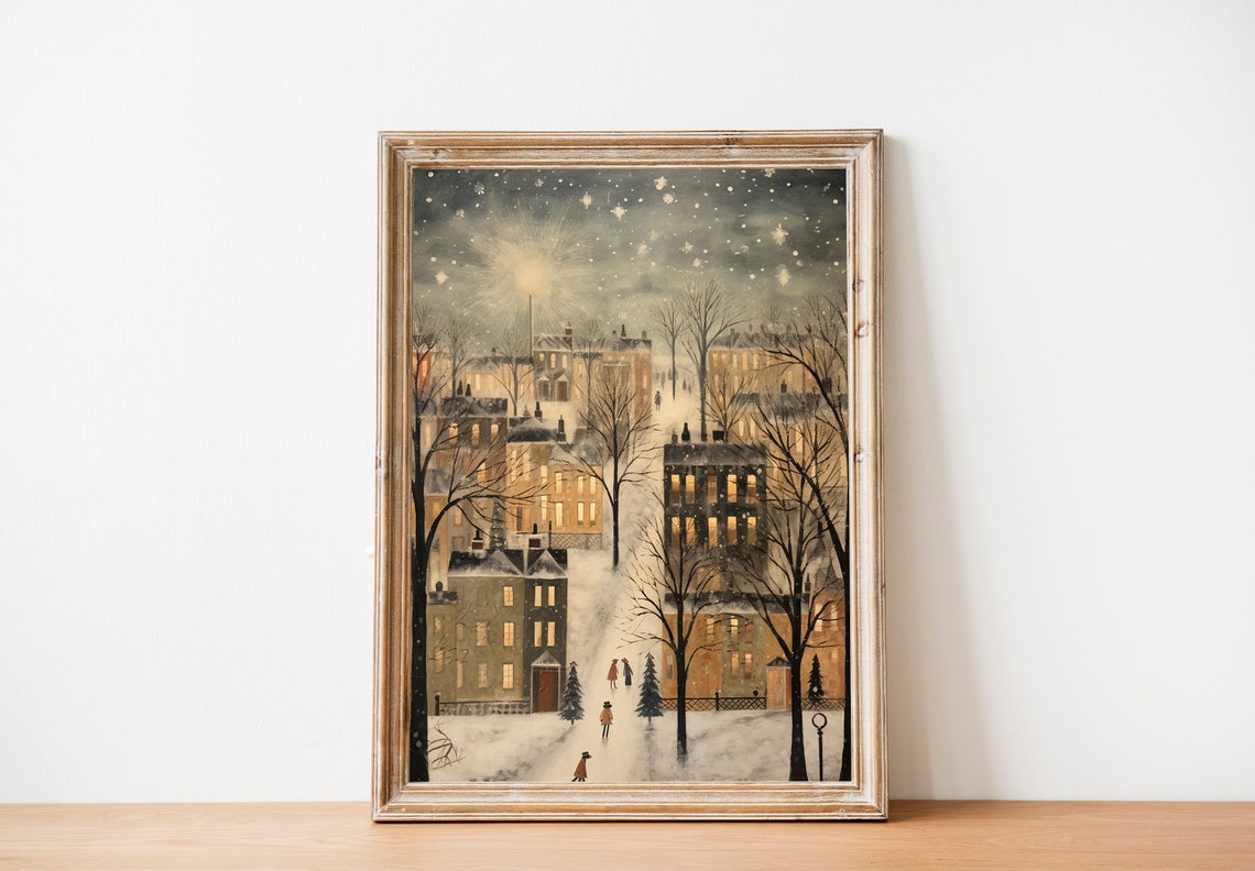 Christmas Town - Vintage Winter Art - Image 2