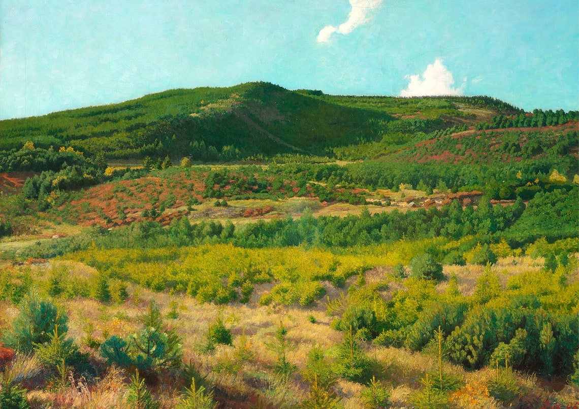 Vintage Landscape Painting Mountains Landscape Painting Farmhouse Decor Wall Art Vintage Country Art Green Landscape Print - Image 7