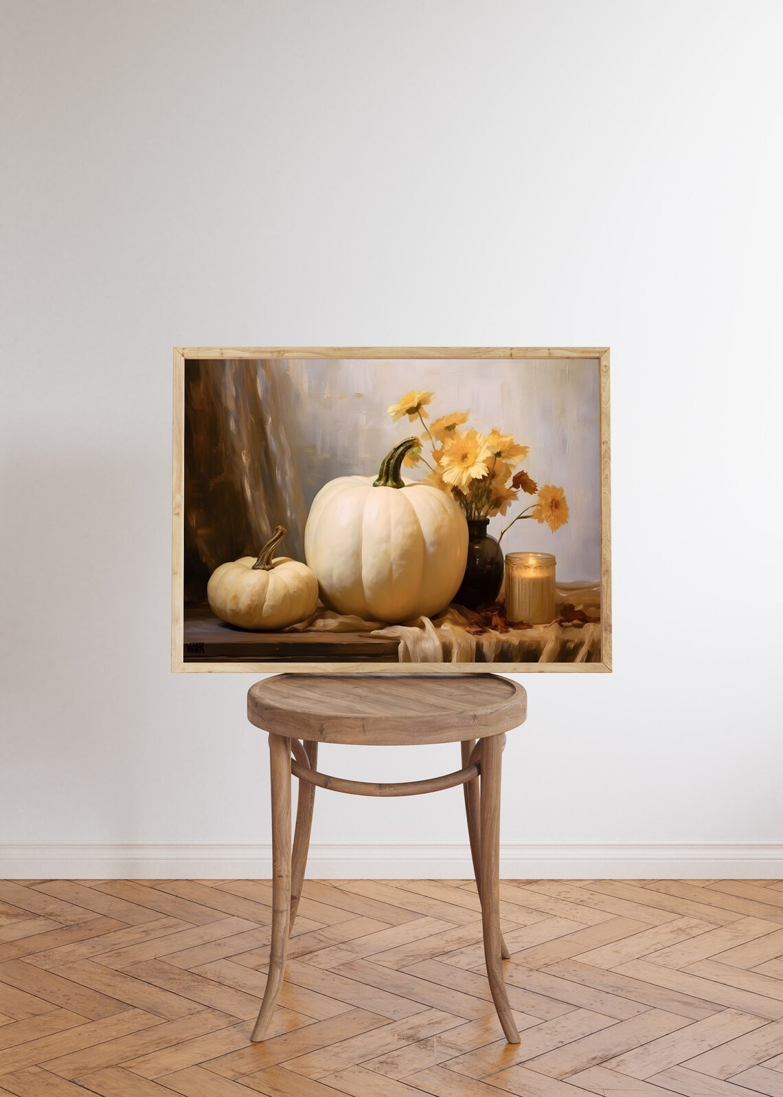 Beige Pumpkins, Farmhouse Autumn Still Life Art Print - Image 6