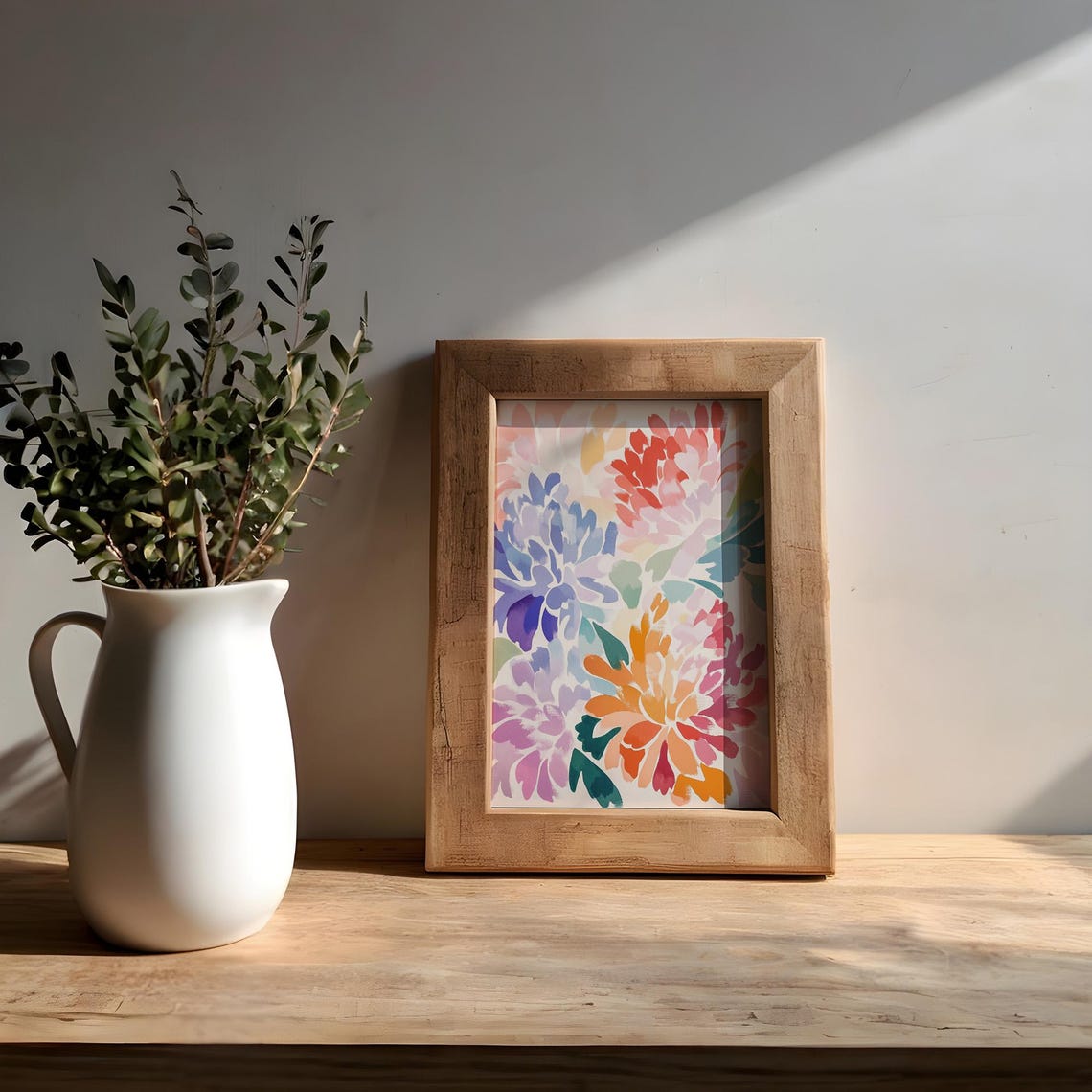Painterly Dahlia Blooms Pink Orange Purple Watercolor Poster - Image 3