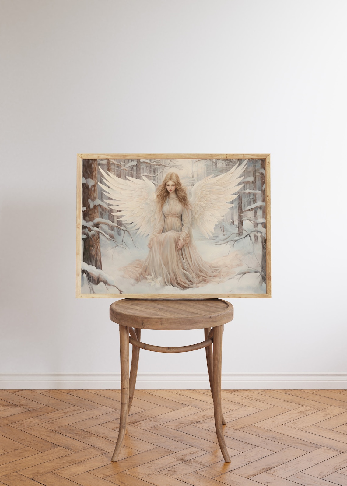 Vintage Angel Art Print, Christmas Winter Angel - Image 6