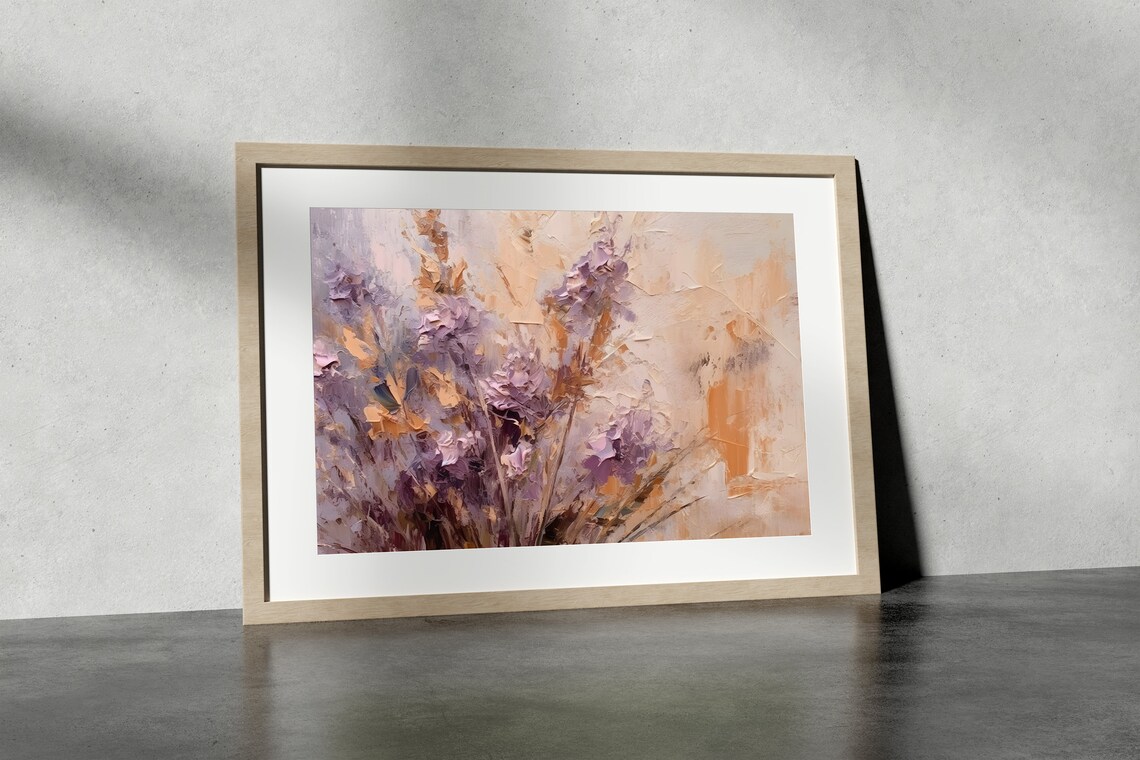 Muted Lavender Floral Abstract Painting Modern Botanical Art Poster - Image 5