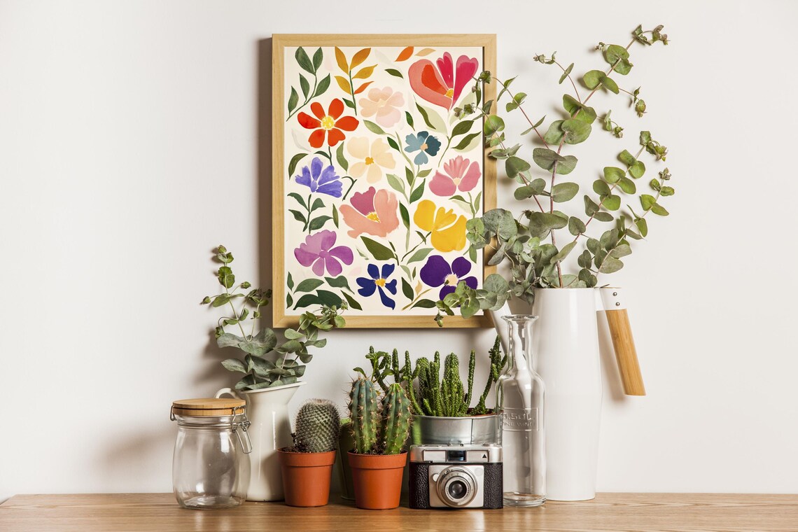 Mixed Watercolor Wildflowers Pink Purple Yellow Home Decor Poster - Image 6