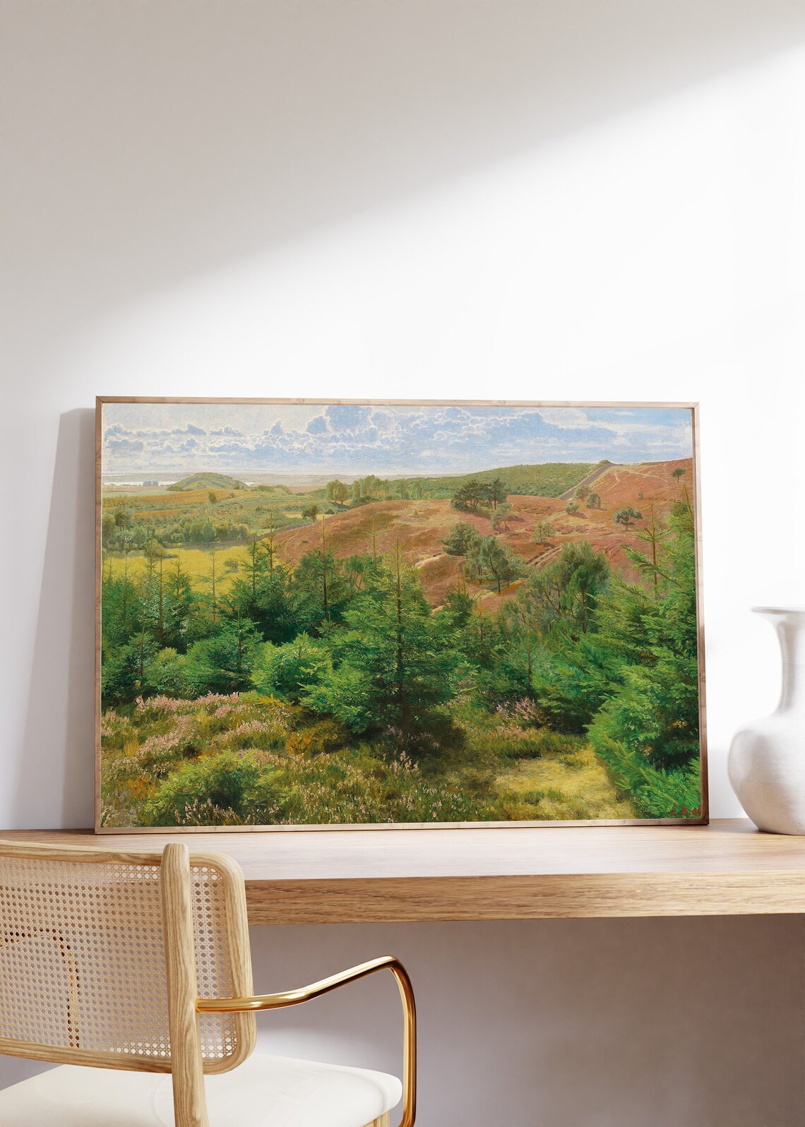 Vintage Forest Mountain Painting Hills Heather Cloudy Blue Sky Poster - Image 8