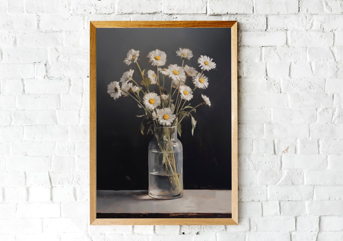 Daisy Still Life Wall Art, Minimalist Floral Print - Image 2