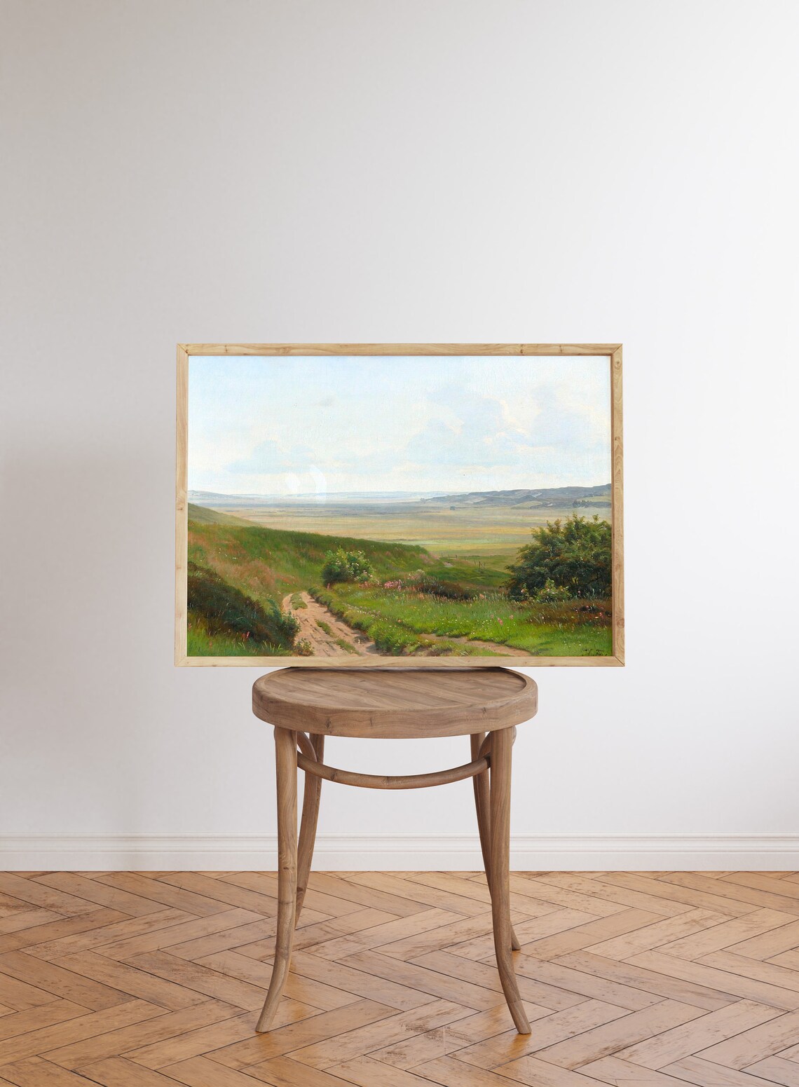 Winding Meadow Road To Open Plain Vintage Landscape Painting Poster - Image 5