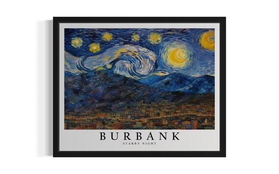 Burbank Starry Night Art Print Wall Poster Original Paint Artwork Decor