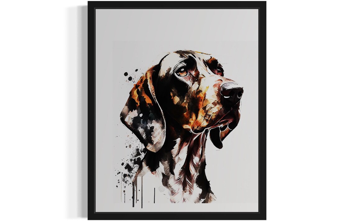 Plott Hound Dog Brindle Coat Watercolor Profile Portrait Poster