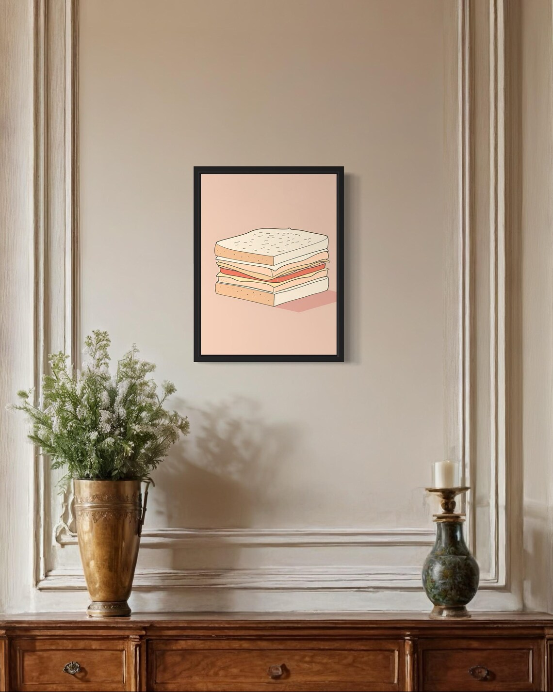 Sandwhich Food Art Print, Original Paint Artwork - Image 2