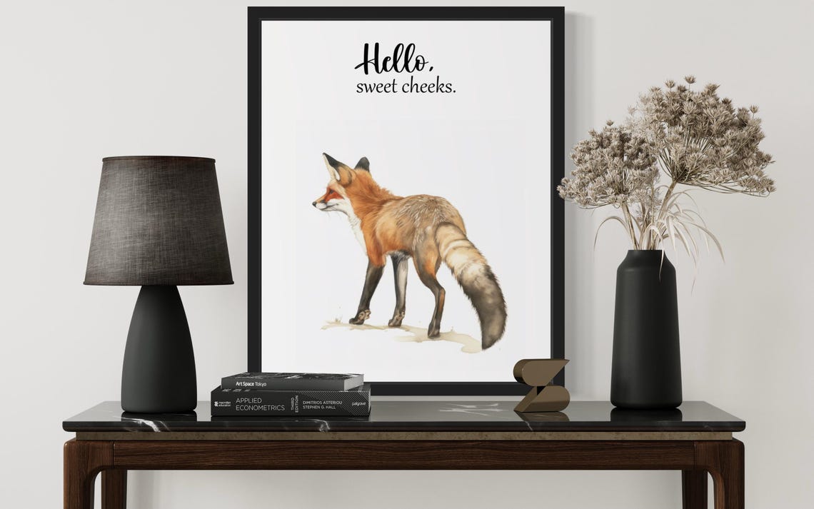 Hello Sweet Cheeks Red Fox Walking Away Bathroom Humor Poster - Image 3