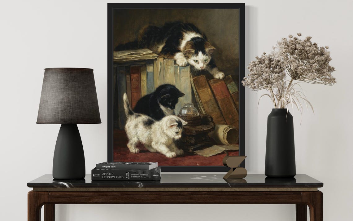 Kittens And Books Poster Print - Image 3