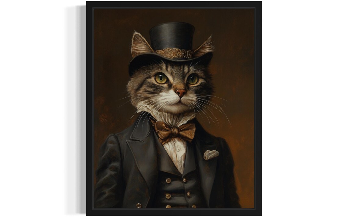 Victorian Portrait Cat, Original Paint Artwork