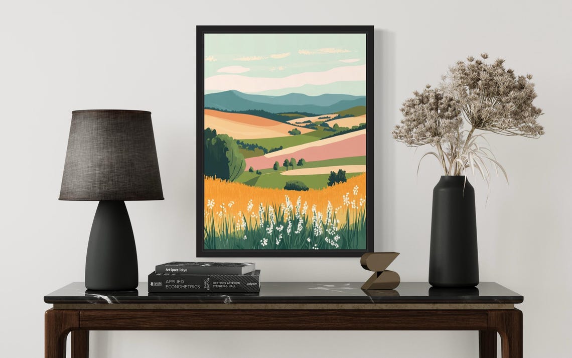 Santa Ynez Valley Golden Rolling Hills Wildflowers Boho Art Poster - Image 2
