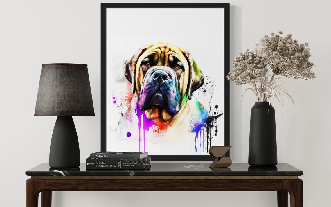 Bullmastiff Gentle Giant Watercolor Splash Portrait Dog Poster - Image 4