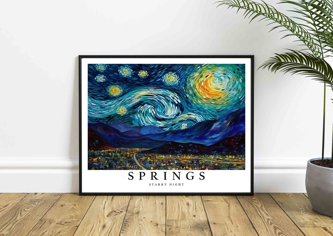 Springs Starry Night Mountain Valley City Lights View Poster - Image 4