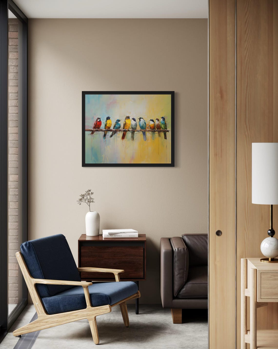 Birds On Wire Abstract Art Print - Image 2