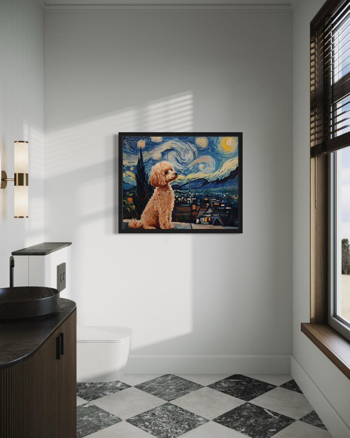 Poodle Puppy Under Swirling Starry Night Sky Dog Portrait Poster - Image 4