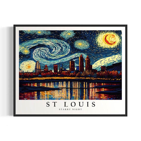 St Louis Starry Night Art Print Van Gogh St Louis Poster Wall Art Original St Louis Painting Decor