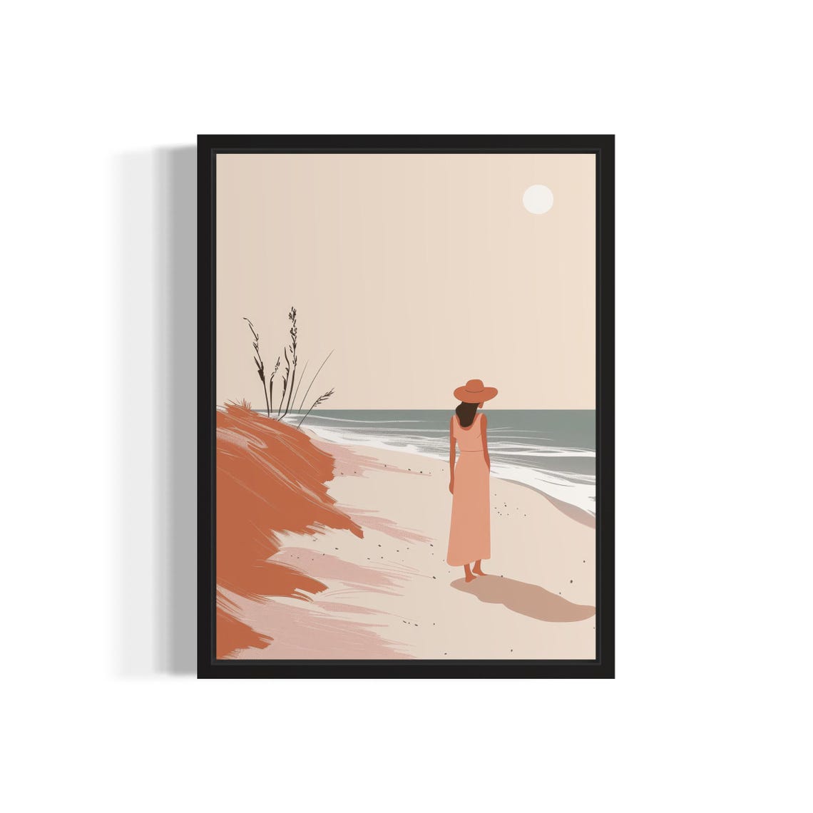 Female At Beach Boho Art Print