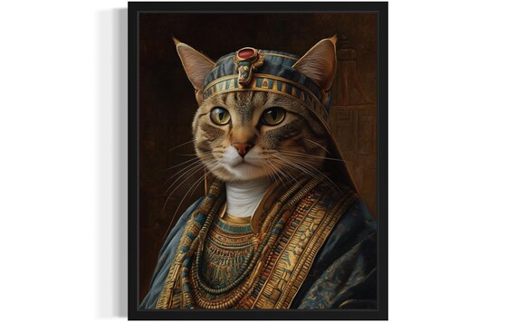 Regal Cat Egyptian Pharaoh Portrait Funny Cat Art Humor Poster