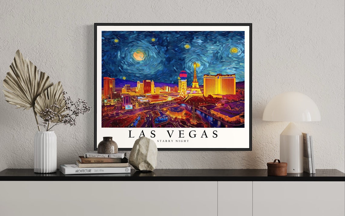 Las Vegas Starry Night Skyline Van Gogh City Lights Travel Poster - Image 2