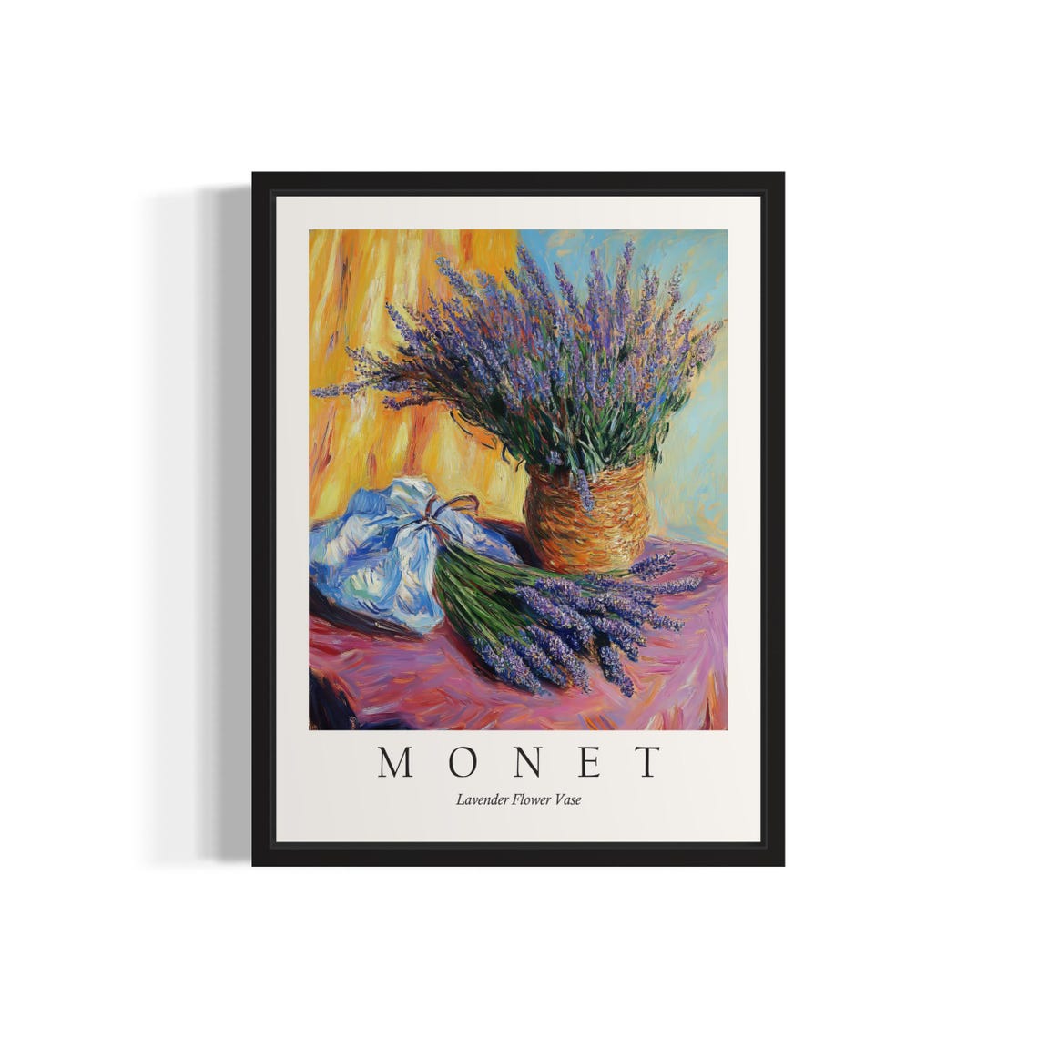 Lavender Bunches in a Woven Basket Monet Style Floral Poster