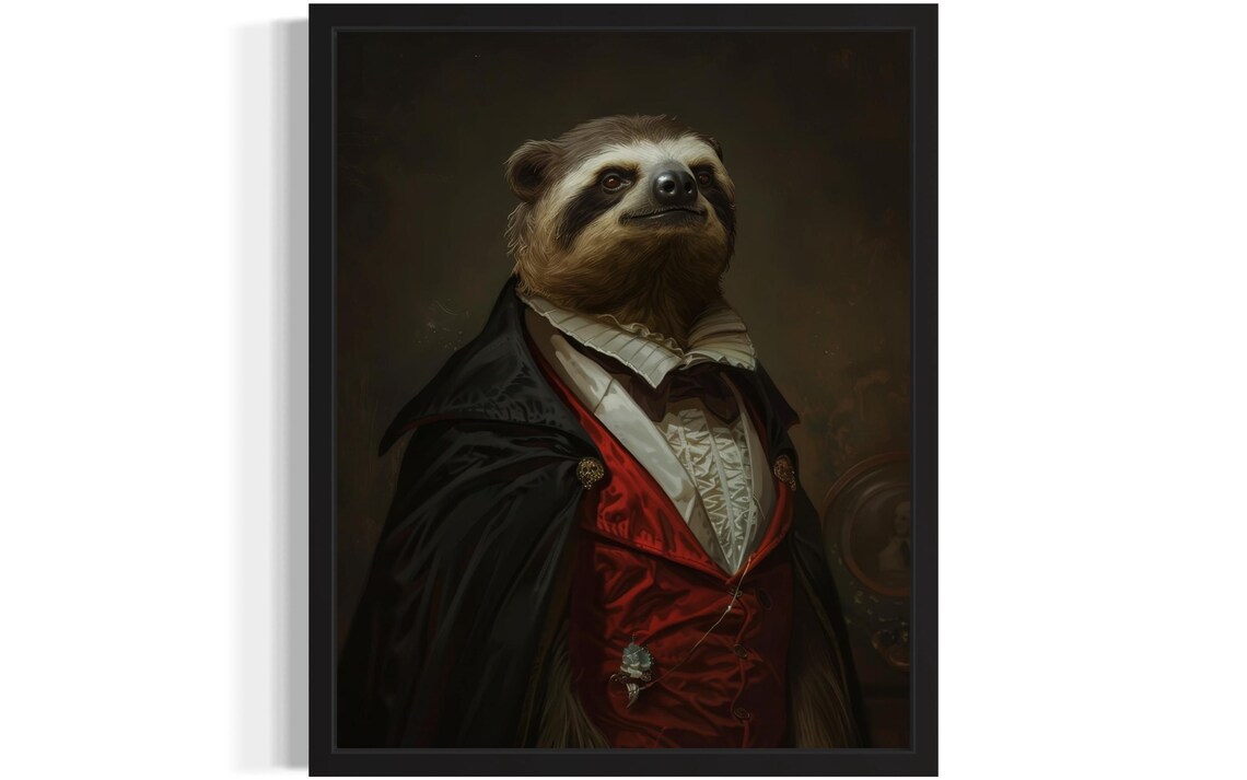 Sloth Vampire Aristocratic Gothic Portrait Oil Painting Poster