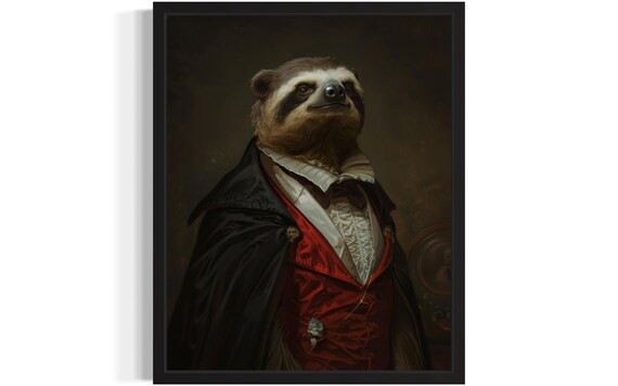 Sloth Vampire Aristocratic Gothic Portrait Oil Painting Poster