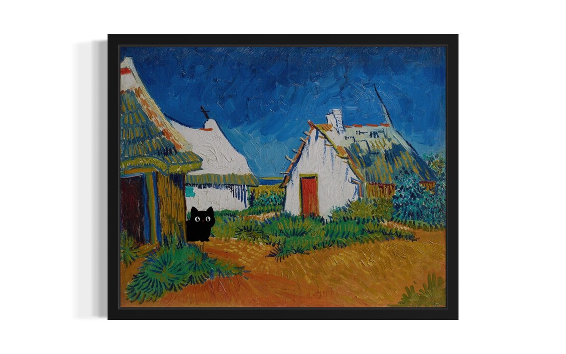 Van Gogh and Cat, Original Paint Artwork
