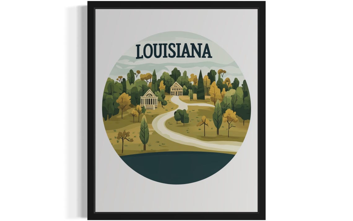 Louisiana Plantation House Oaks Winding Path Riverbend Poster