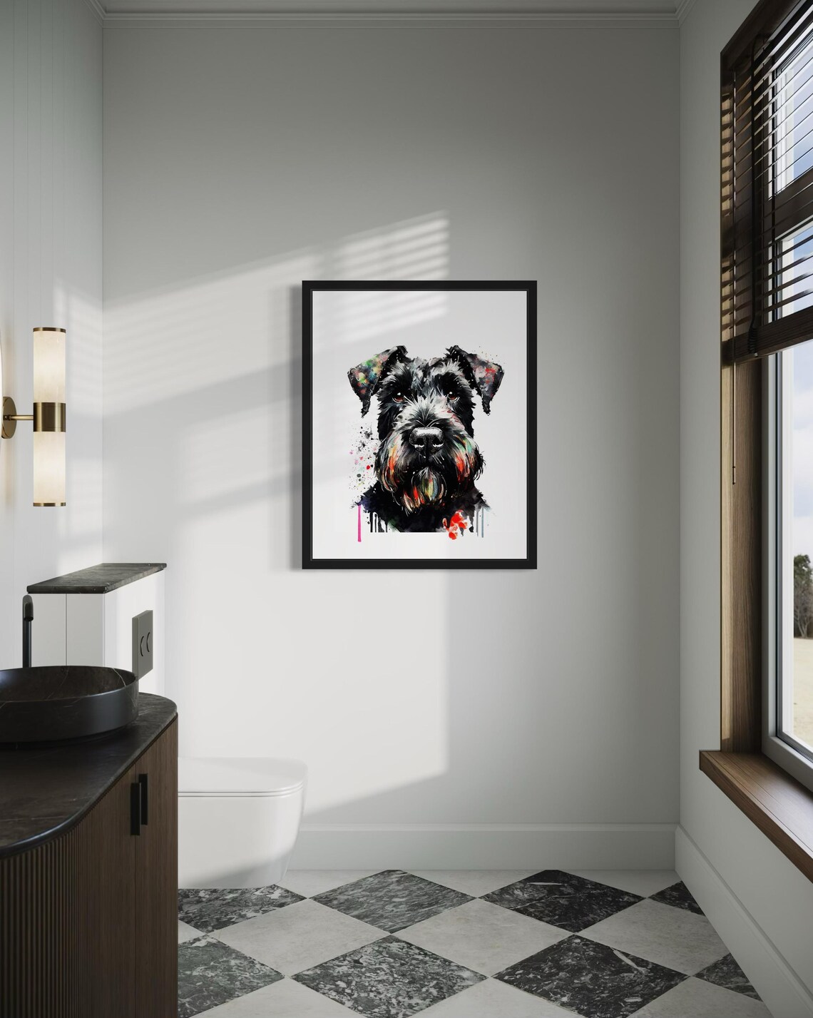 Giant Schnauzer Black Bearded Dog Watercolor Portrait Poster - Image 2